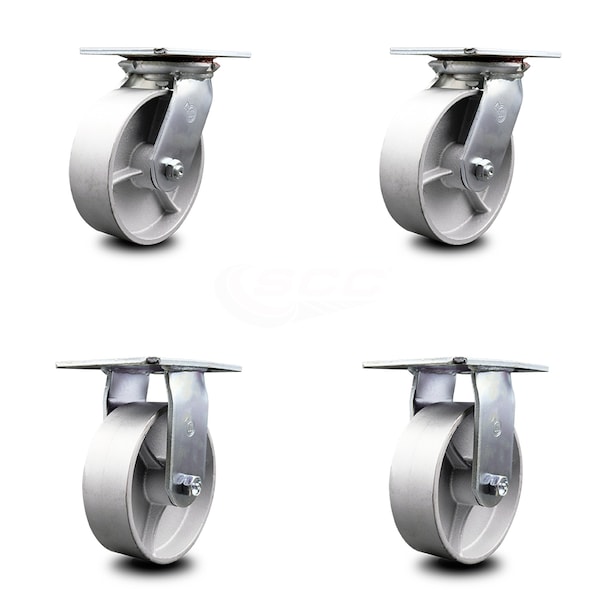 6 Inch Semi Steel Caster Set with Ball Bearings 2 Swivel 2 Rigid